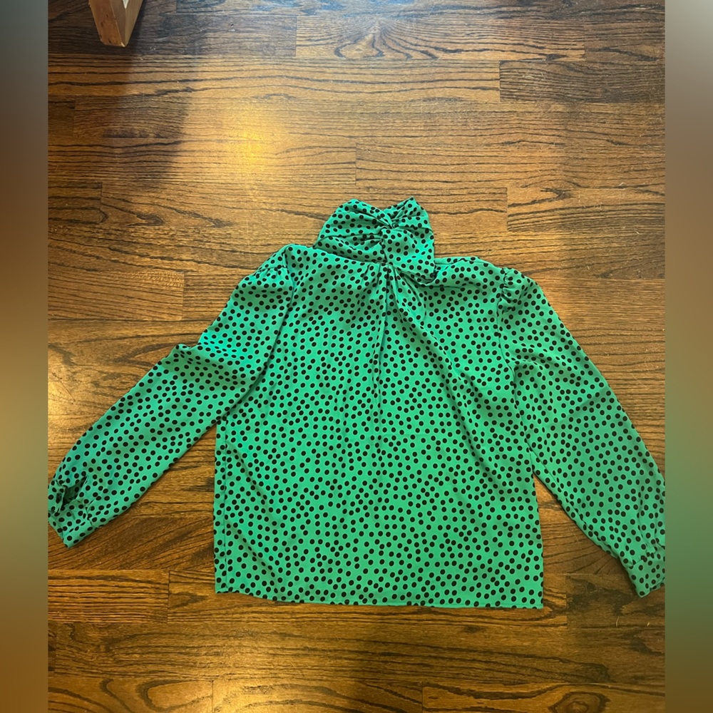 Vintage Green Blouse with High Neck